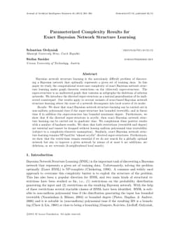 Parameterized Complexity Results for Exact Bayesian Network Structure
  Learning