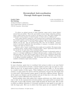 Decentralized Anti-coordination Through Multi-agent Learning