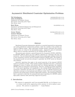 Asymmetric Distributed Constraint Optimization Problems