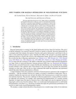 Input Warping for Bayesian Optimization of Non-stationary Functions