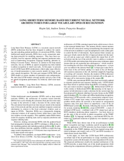 Long Short-Term Memory Based Recurrent Neural Network Architectures for
  Large Vocabulary Speech Recognition