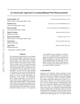 An Autoencoder Approach to Learning Bilingual Word Representations