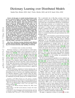 Dictionary Learning over Distributed Models