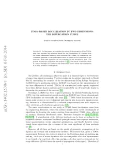 TDOA--based localization in two dimensions: the bifurcation curve