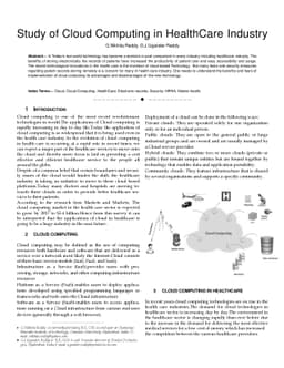 Study of Cloud Computing in HealthCare Industry