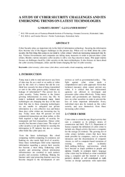 A Study Of Cyber Security Challenges And Its Emerging Trends On Latest
  Technologies