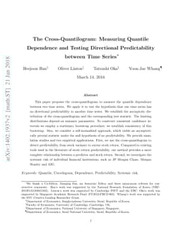 The Cross-Quantilogram: Measuring Quantile Dependence and Testing
  Directional Predictability between Time Series