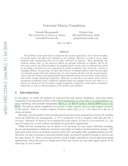 Universal Matrix Completion