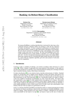 Ranking via Robust Binary Classification and Parallel Parameter
  Estimation in Large-Scale Data