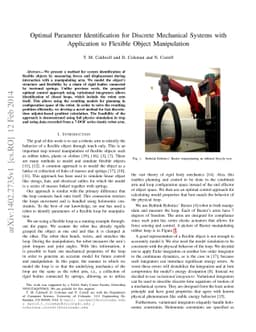Optimal Parameter Identification for Discrete Mechanical Systems with
  Application to Flexible Object Manipulation