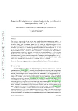 Imprecise Dirichlet Process with application to the hypothesis test on
  the probability that X< Y