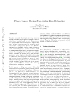 Privacy Games: Optimal User-Centric Data Obfuscation