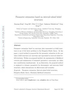 Parameter estimation based on interval-valued belief structures