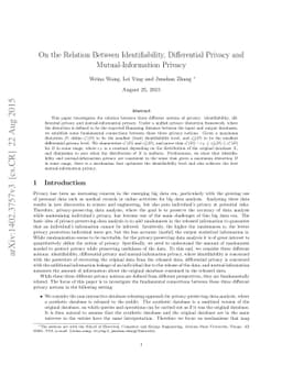 On the Relation Between Identifiability, Differential Privacy and
  Mutual-Information Privacy