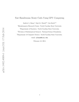 Fast Hamiltonian Monte Carlo Using GPU Computing