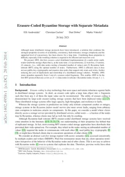 Erasure-Coded Byzantine Storage with Separate Metadata
