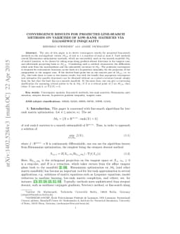 Convergence results for projected line-search methods on varieties of
  low-rank matrices via Łojasiewicz inequality