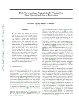 Path Thresholding: Asymptotically Tuning-Free High-Dimensional Sparse
  Regression