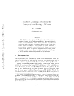 Machine Learning Methods in the Computational Biology of Cancer