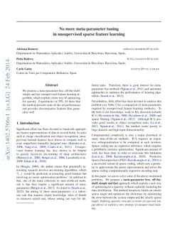No more meta-parameter tuning in unsupervised sparse feature learning