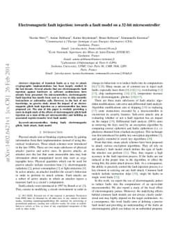 Electromagnetic fault injection: towards a fault model on a 32-bit
  microcontroller