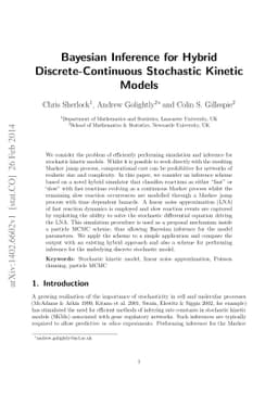 Bayesian Inference for Hybrid Discrete-Continuous Stochastic Kinetic
  Models
