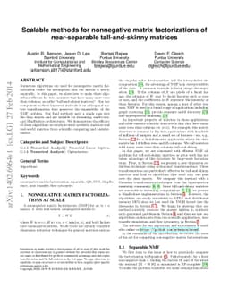 Scalable methods for nonnegative matrix factorizations of near-separable
  tall-and-skinny matrices
