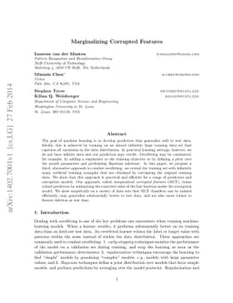 Marginalizing Corrupted Features