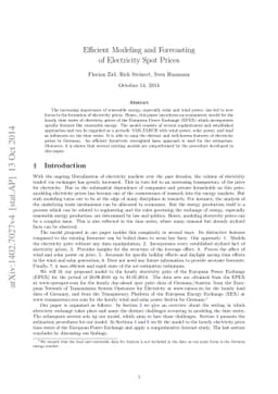 Efficient Modeling and Forecasting of the Electricity Spot Price