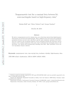 Nonparametric test for a constant beta between \Ito semi-martingales
  based on high-frequency data