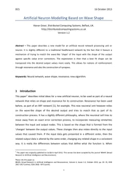 Artificial Neuron Modelling Based on Wave Shape