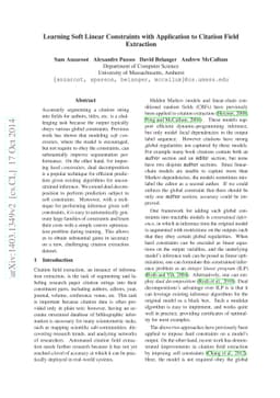 Learning Soft Linear Constraints with Application to Citation Field
  Extraction
