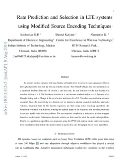 Rate Prediction and Selection in LTE systems using Modified Source
  Encoding Techniques
