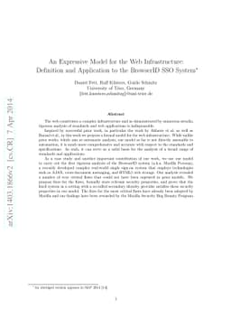 An Expressive Model for the Web Infrastructure: Definition and
  Application to the BrowserID SSO System