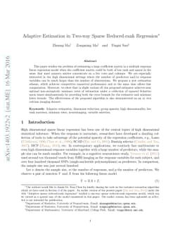 Adaptive Estimation in Two-way Sparse Reduced-rank Regression