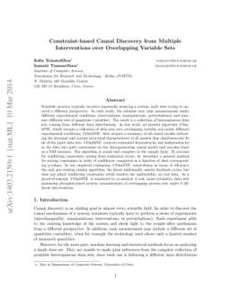 Constraint-based Causal Discovery from Multiple Interventions over
  Overlapping Variable Sets