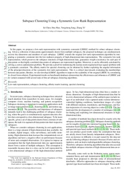 Subspace clustering using a symmetric low-rank representation