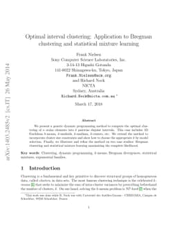 Optimal interval clustering: Application to Bregman clustering and
  statistical mixture learning