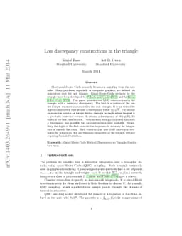 Low discrepancy constructions in the triangle