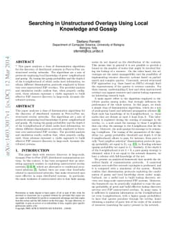 Searching in Unstructured Overlays Using Local Knowledge and Gossip