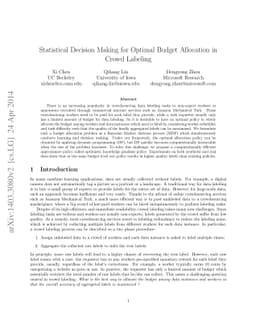 Statistical Decision Making for Optimal Budget Allocation in Crowd
  Labeling