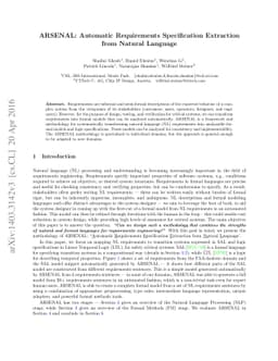 ARSENAL: Automatic Requirements Specification Extraction from Natural
  Language