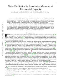 Noise Facilitation in Associative Memories of Exponential Capacity