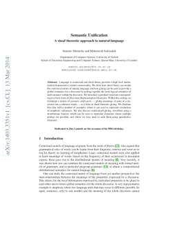 Semantic Unification A sheaf theoretic approach to natural language