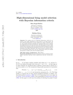 High-dimensional Ising model selection with Bayesian information
  criteria