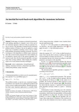 An inertial forward-backward algorithm for monotone inclusions