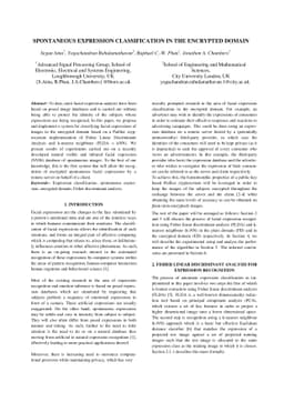 Spontaneous expression classification in the encrypted domain