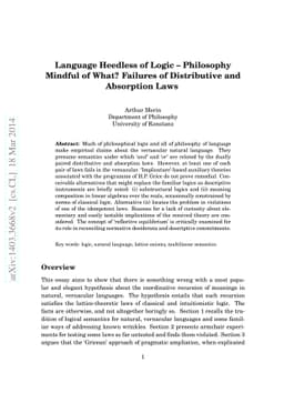 Language Heedless of Logic - Philosophy Mindful of What? Failures of
  Distributive and Absorption Laws