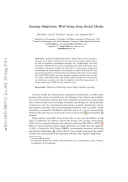 Sensing Subjective Well-being from Social Media