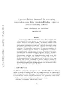 A general decision framework for structuring computation using Data
  Directional Scaling to process massive similarity matrices